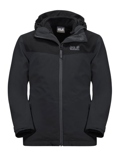 Jack Wolfskin Winter Jacket Snowfrost 3in1 (waterproof and windproof, warm fleece inner jacket) phantom grey Kids